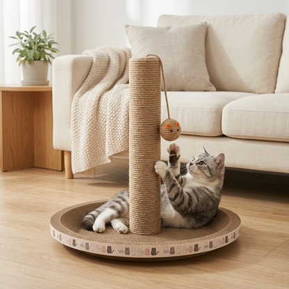 Cat using the corrugated cardboard scratcher pad — My Petsworth