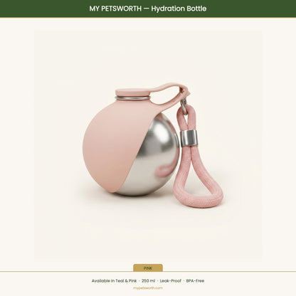 My Petsworth Hydration Bottle in pink — 250 ml leak-proof BPA-free — My Petsworth