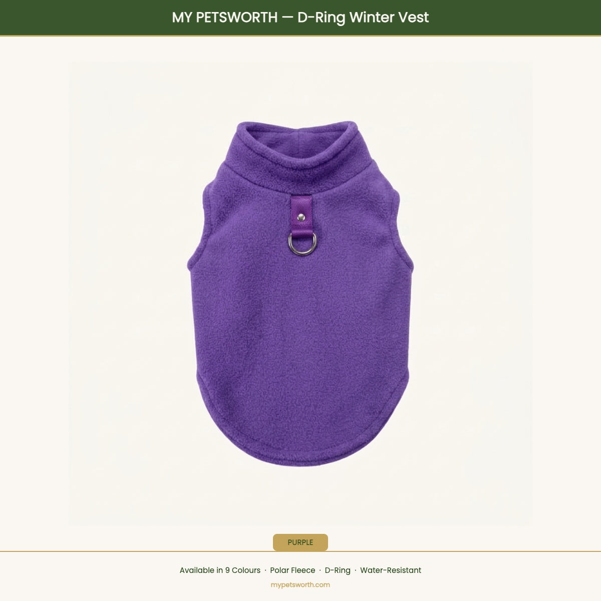 Purple D-ring winter vest
