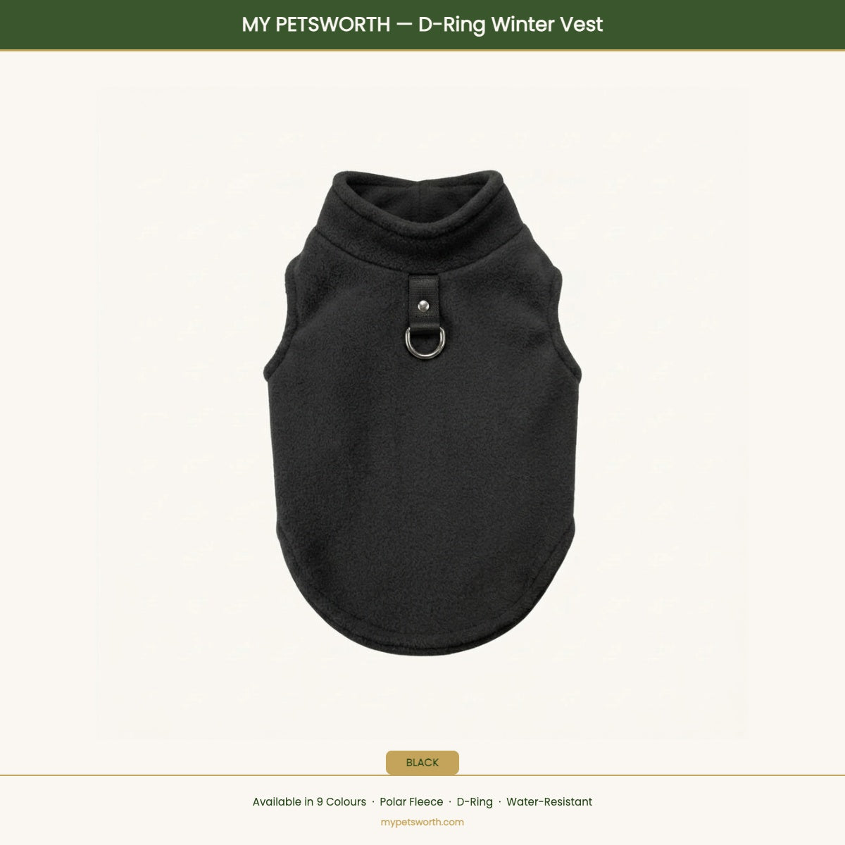 Black D-ring winter vest