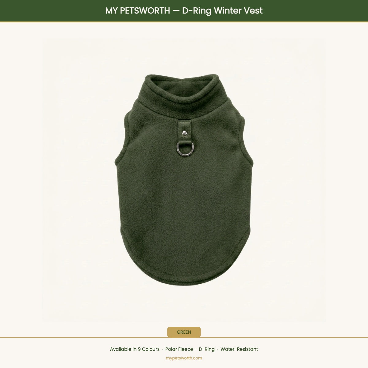 Green D-ring winter vest