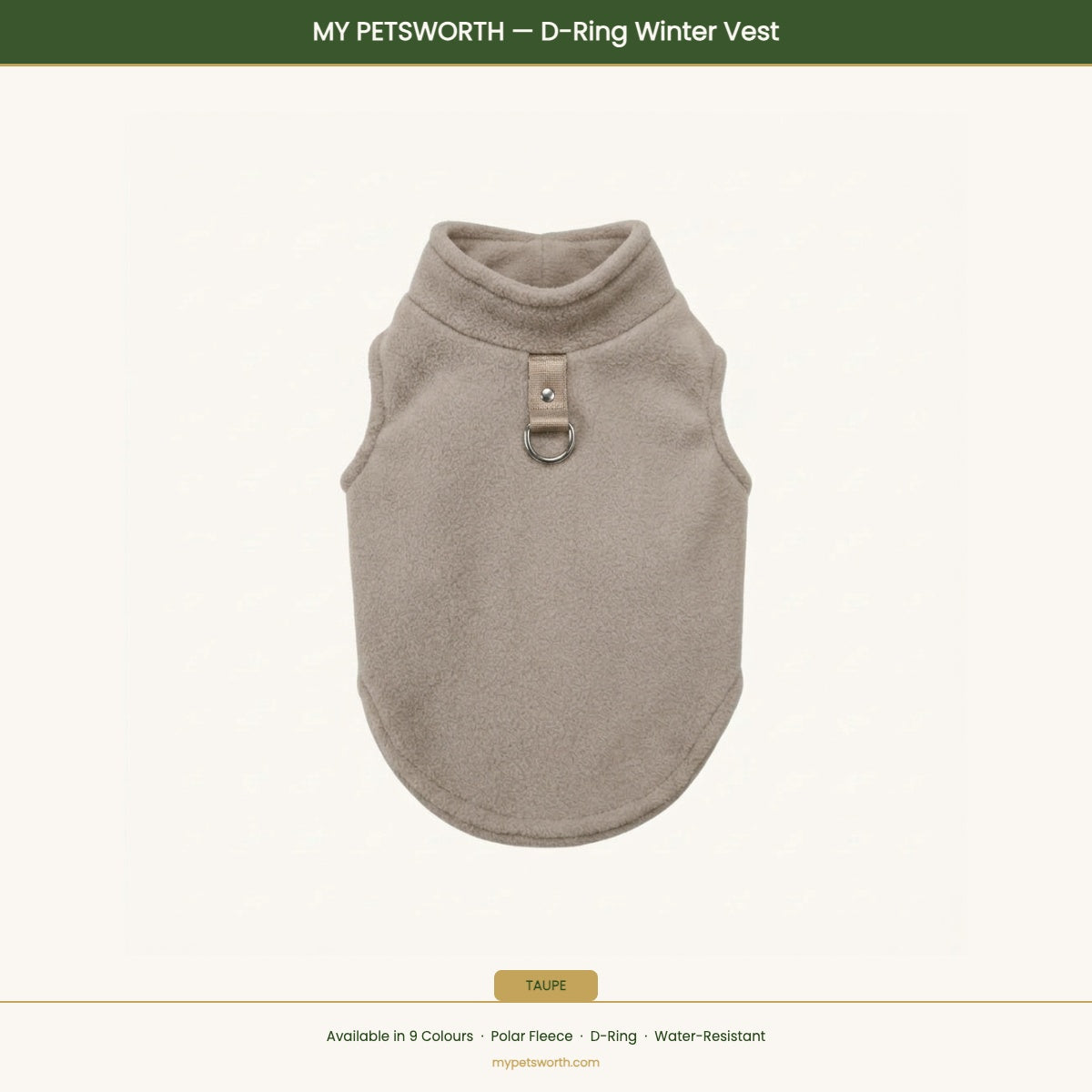 Taupe D-ring winter vest