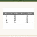 My Petsworth D-Ring Winter Vest size guide — S to XL chest and back length measurements — My Petsworth