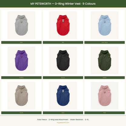 D-ring winter vest colour range — all 9 colours — My Petsworth