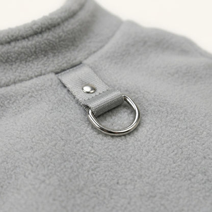Close-up of the D-ring lead attachment on the winter vest — My Petsworth