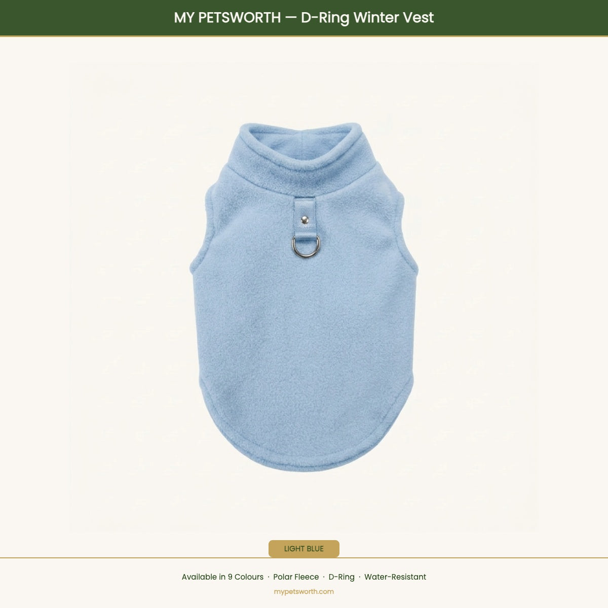 Light blue D-ring winter vest