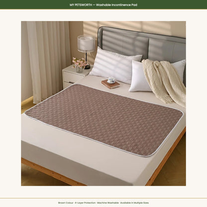 Brown washable dog crate pad on a cream background — My Petsworth