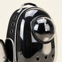 Black pet carrier backpack with bubble window for dogs & cats, detail photo