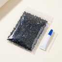 Black soft nail caps for cats with adhesive glue, studio photo