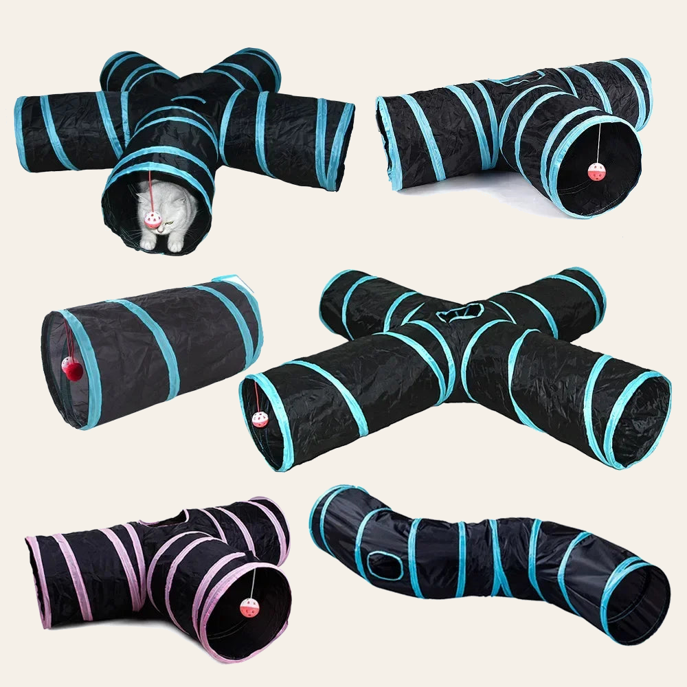 Collapsible cat tunnel with three-way openings — My Petsworth