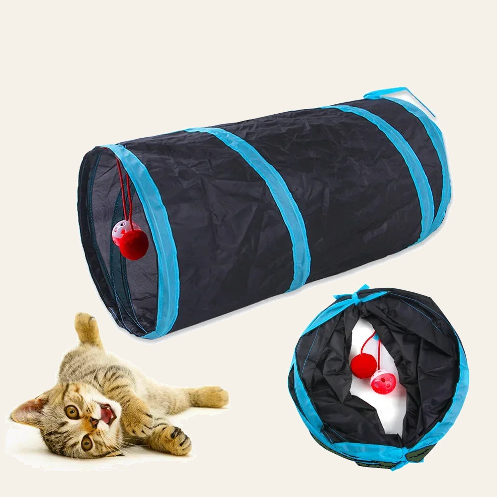 Collapsible cat tunnel with three-way openings — My Petsworth