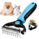 Blue 2-in-1 dematting and deshedding brush for dogs and cats — My Petsworth