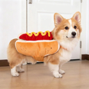Side view of the plush hot dog costume with bun and sausage — My Petsworth