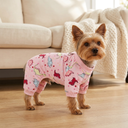 Pink 100% cotton pyjamas for small dogs, lifestyle photo
