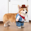 Side view of the standing sheriff costume with felt hat and denim waistcoat — My Petsworth