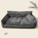 Dark grey dog bed with raised edges and washable cover — My Petsworth