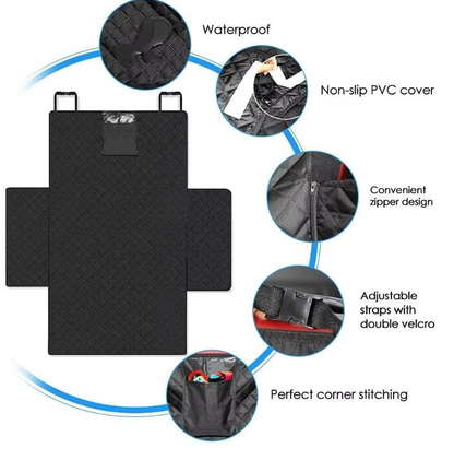 Black waterproof quilted SUV boot liner on white background — My Petsworth