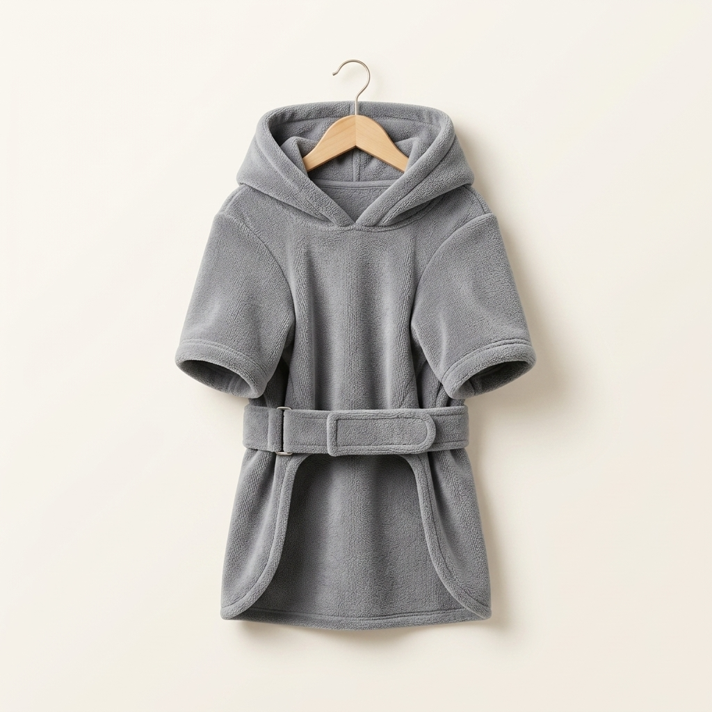 Brown microfibre dog bathrobe on a cream background — My Petsworth