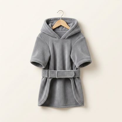 Brown microfibre dog bathrobe on a cream background — My Petsworth