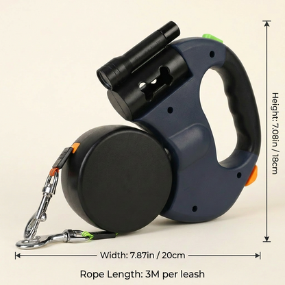 Dual Retractable Dog Lead with LED Light & Poop Bag Dispenser | My Petsworth