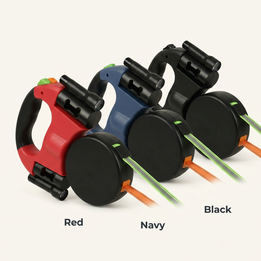 Dual Retractable Dog Lead with LED Light & Poop Bag Dispenser | My Petsworth