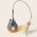 Grey cat teaser wand with rotating base for cats & kittens, detail photo