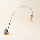 Grey cat teaser wand with rotating base for cats & kittens, studio photo