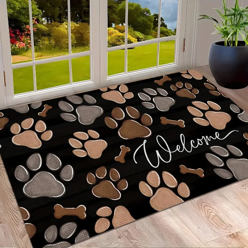 Halloween paw print dog door mat, non-slip — My Petsworth