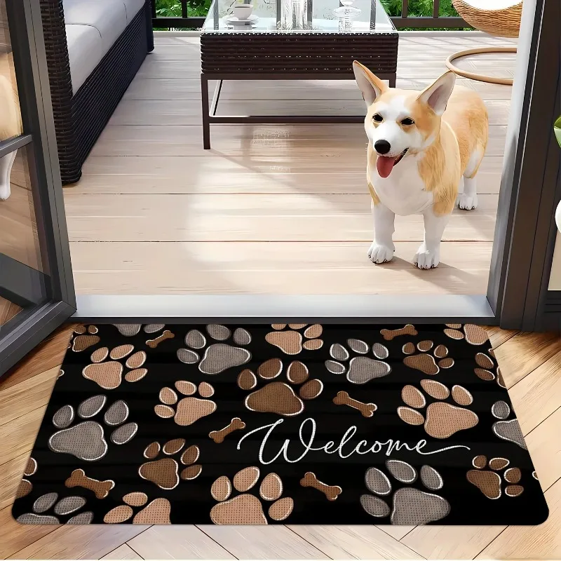 Halloween paw print dog door mat, non-slip — My Petsworth