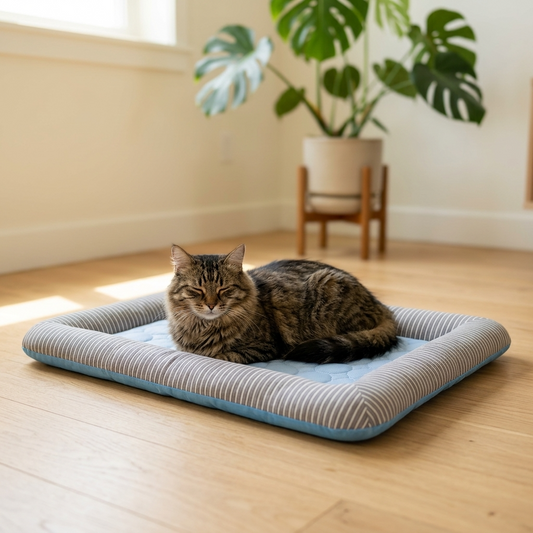 Cat resting on ice silk cooling mat — My Petsworth