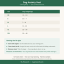 My Petsworth size guide for the dog anxiety vest, sizes XS to 2XL by weight