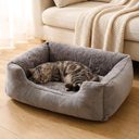 Grey cushioned cat bed for cats, lifestyle photo