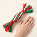 Candy Cane Bow Christmas rope chew toy shown to scale