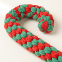 Candy Cane Christmas rope chew toy, detail of the woven cotton rope