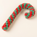 Candy Cane Christmas cotton rope chew toy for dogs, studio photo