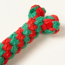 Knot Bone Christmas rope chew toy, detail of the woven cotton rope