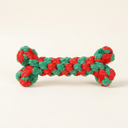 Knot Bone Christmas cotton rope chew toy for dogs, studio photo