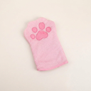 Pink microfibre dog grooming glove for quick-drying baths, studio photo