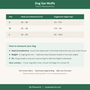 My Petsworth size guide for dog ear muffs, sizes S to L