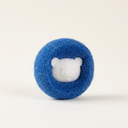 Blue reusable pet hair remover laundry ball for washing machines, studio photo