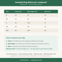 Size guide for the small dog raincoat jumpsuit, sizes S to 2XL — My Petsworth