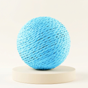 Blue sisal scratch ball toy with jingle bell for cats, studio photo