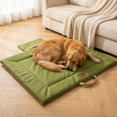 Green portable waterproof chew-resistant mat for dogs & cats, lifestyle photo
