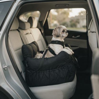 Padded dog car seat with an integrated safety tether — My Petsworth