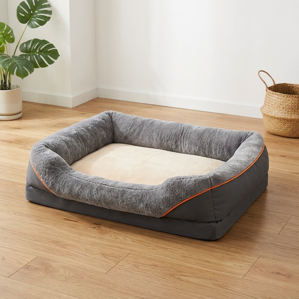 Orthopedic dog bed with memory foam and bolster edge — My Petsworth