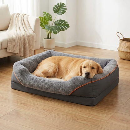Orthopedic dog bed with memory foam and bolster edge — My Petsworth