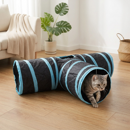 Collapsible cat tunnel with three-way openings — My Petsworth