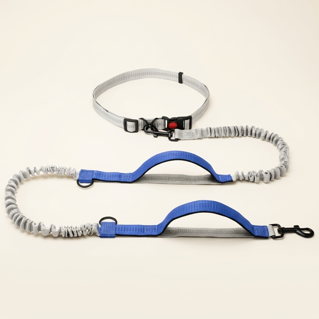 Hands-free dog lead in red and grey - My Petsworth