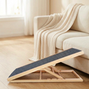 Dog Ramp for Sofa & Bed – Adjustable Height, Foldable Wooden Pet Ramp with Carpet Grip