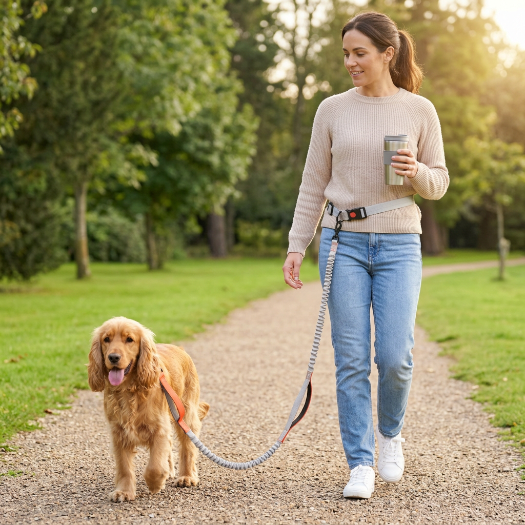 Running with dog using hands-free waist lead - My Petsworth